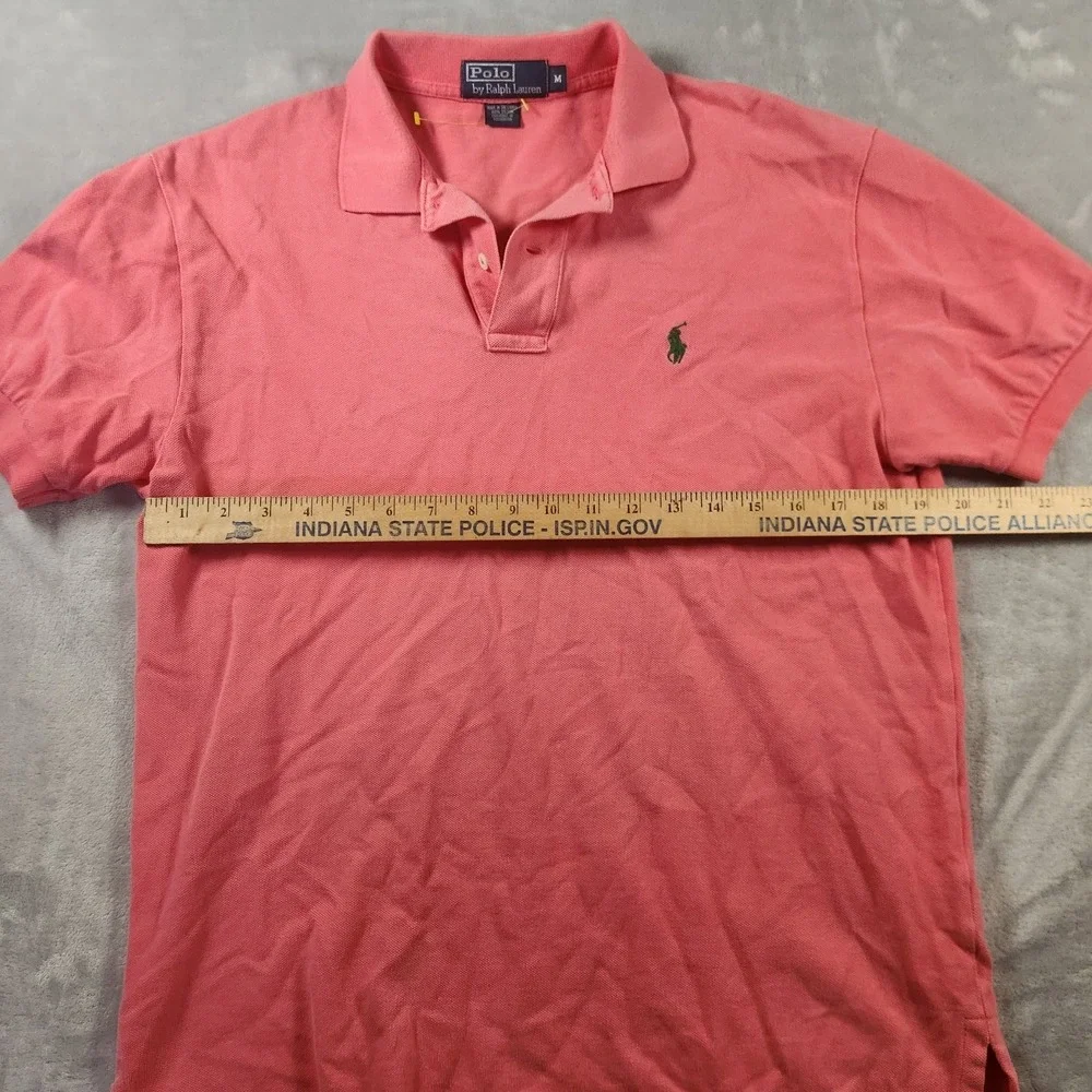 Polo Ralph Lauren‎ Polo Shirt Pink Mens Medium Classic Fit Green Pony Casual